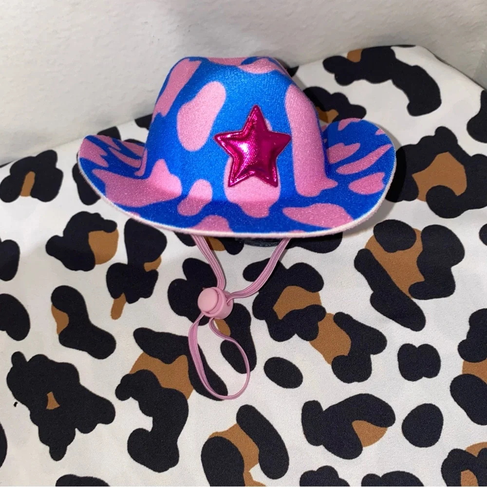 VIBRANT LIFE PINK & BLUE STAR SMALL DOG PET COWBOY HAT